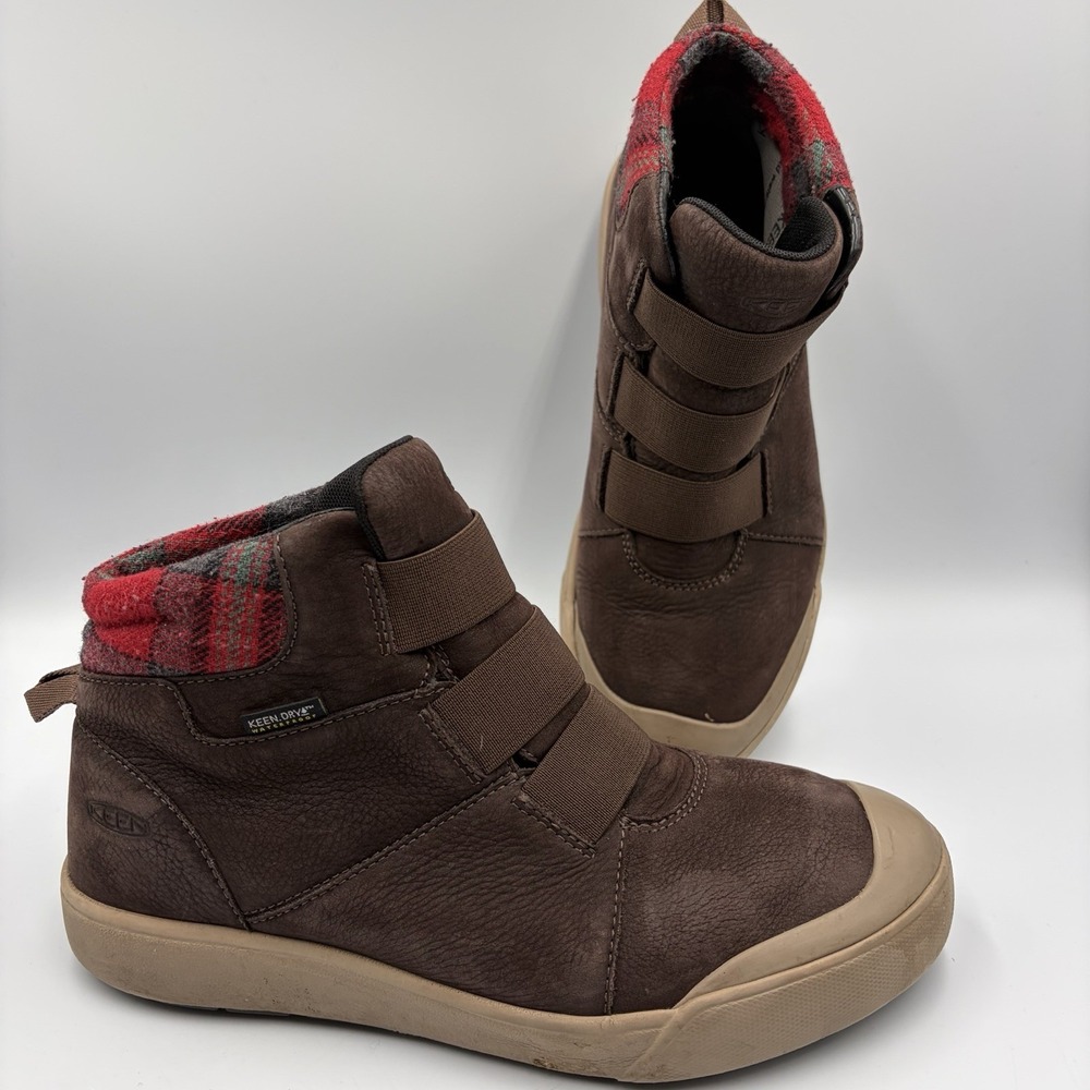Keen Women Elle Waterproof Mid Height Boots Brown‎ Tan Buffalo Plaid Soft Toe 7